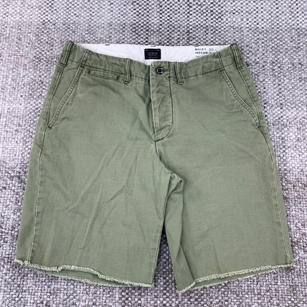 J.Crew Shorts Mens 30 Green Cotton Raw Hem Button Fly 9 Inseam 77388